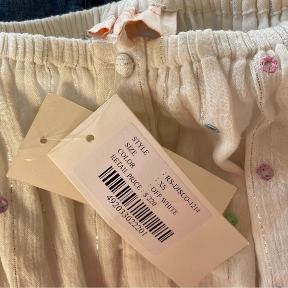 Rococo Sand Embellished Plissé Cropped Top Off White Size XS - Picture 11 of 13